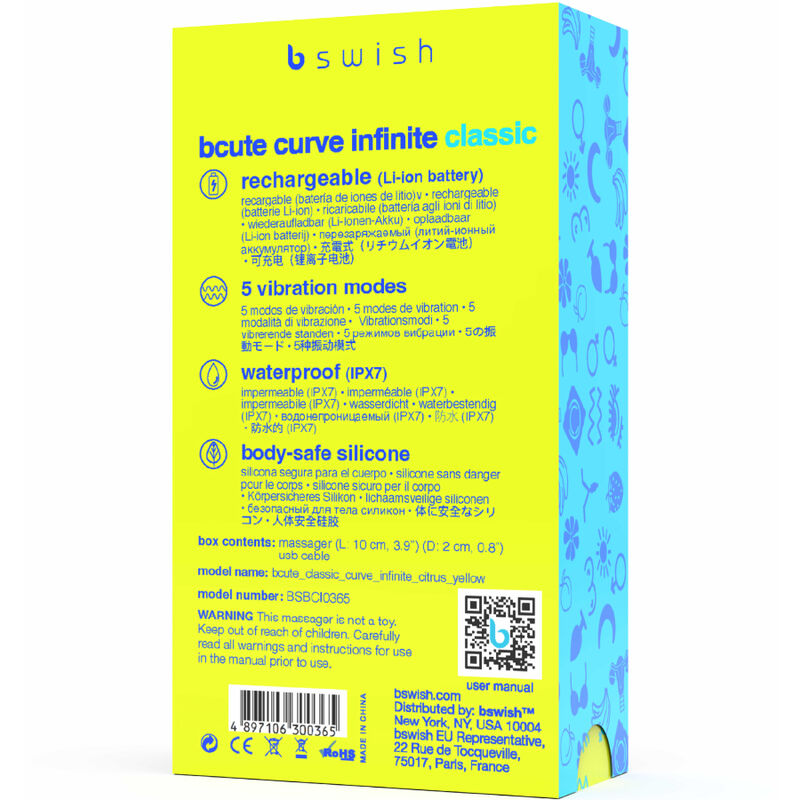 B Swish Bcute Curve Infinite Classic mini vibratore giallo