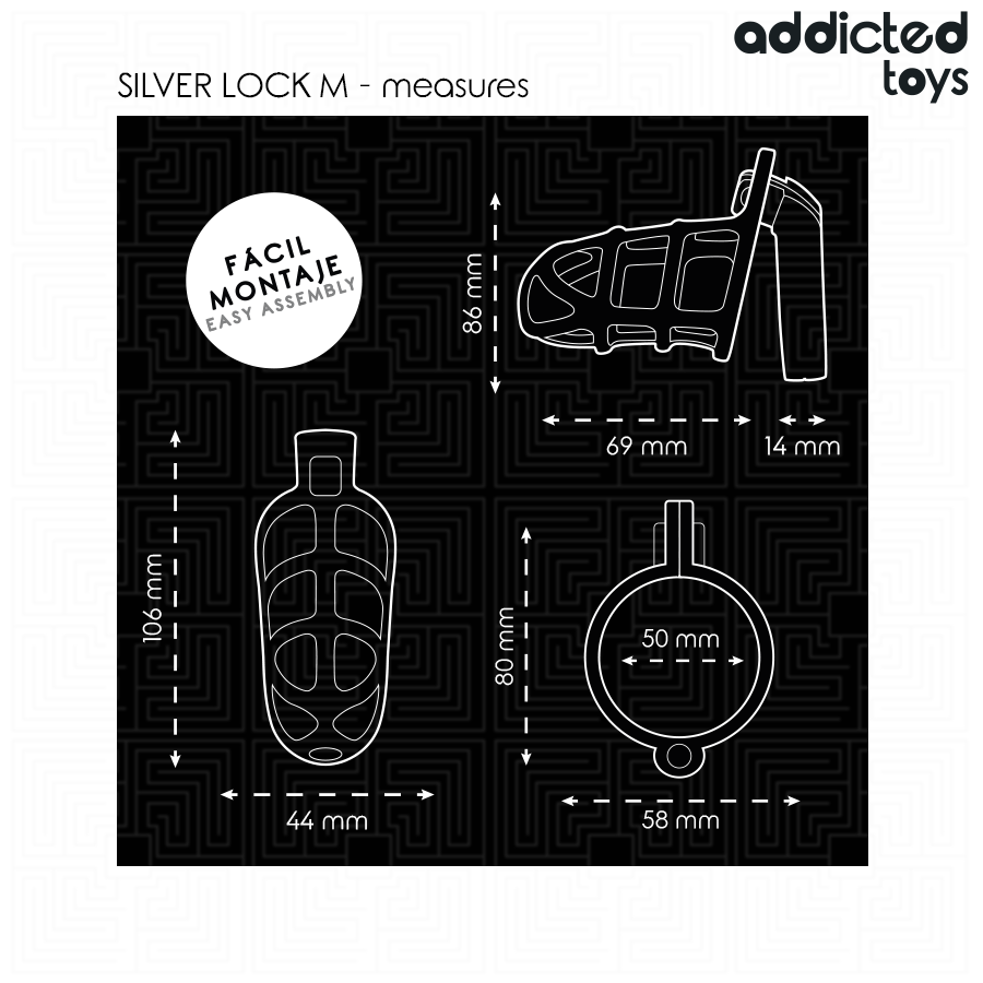 Addicted Toys Locked Silver Lock M gabbia castita argento