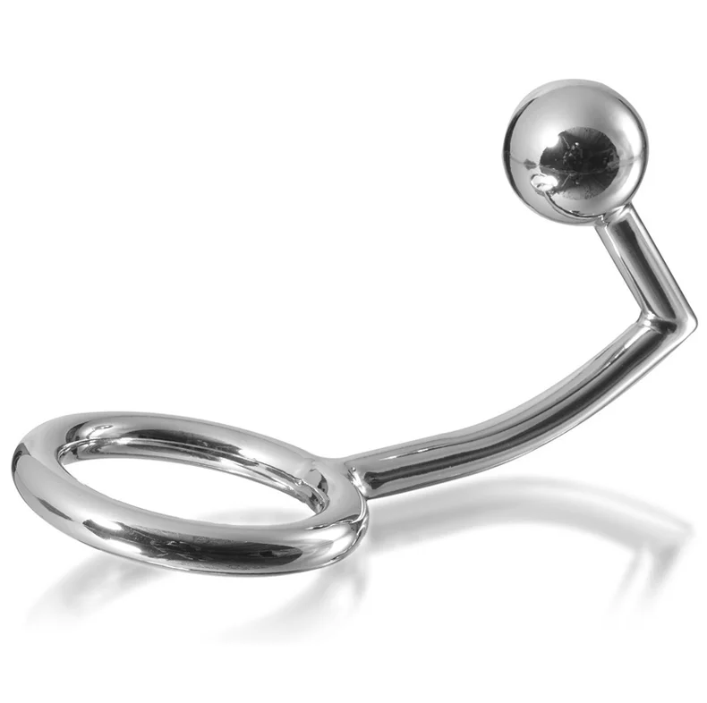 Metal Hard anello fallico acciaio con gancio anale 40 mm