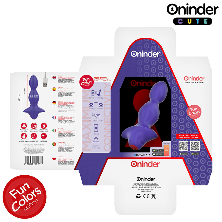 Oninder Cute plug anale vibrante viola con app