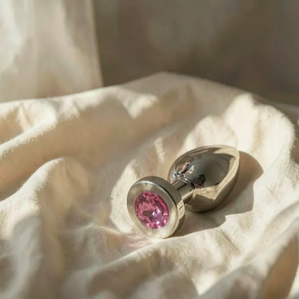 Metal Hard Diamond Plug plug anale rosa acciaio 7,6 cm
