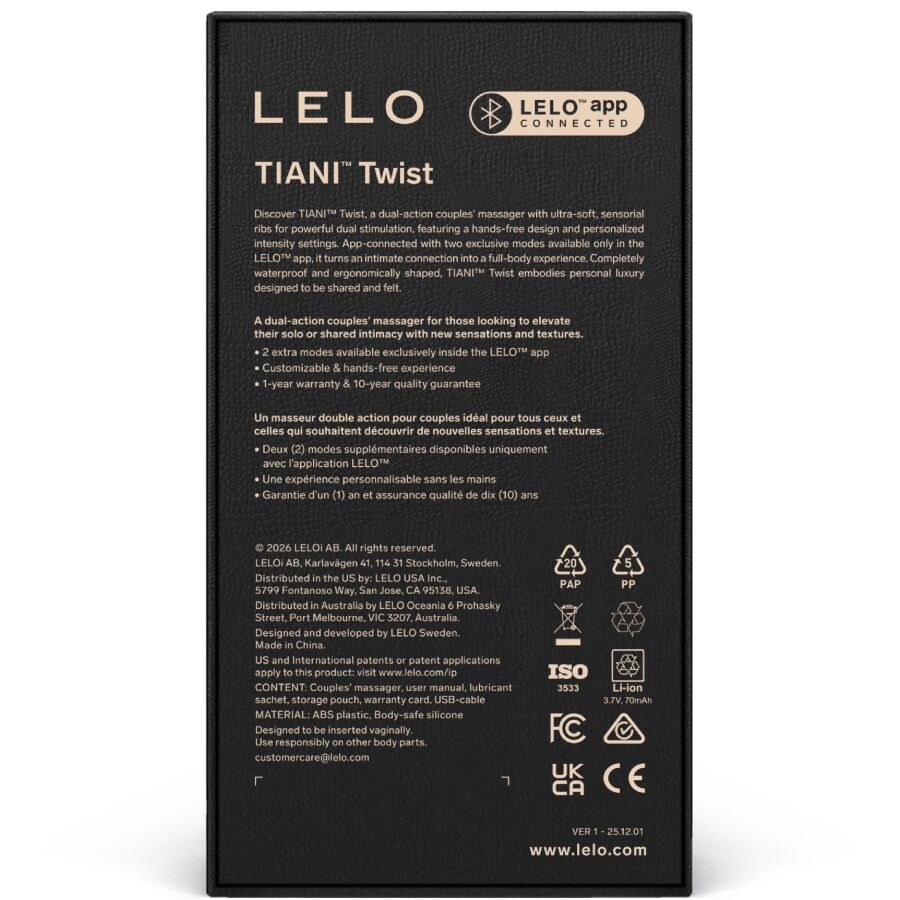 LELO Tiani Twist stimolatore coppia rosa app