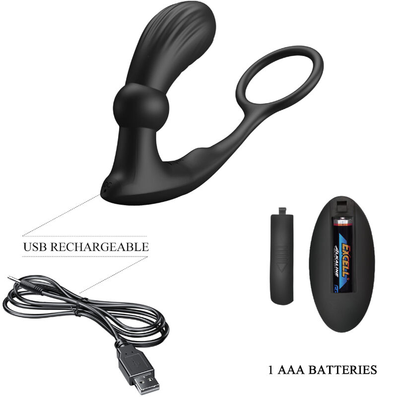 Pretty Love Warren plug anale vibrante nero con doppio anello