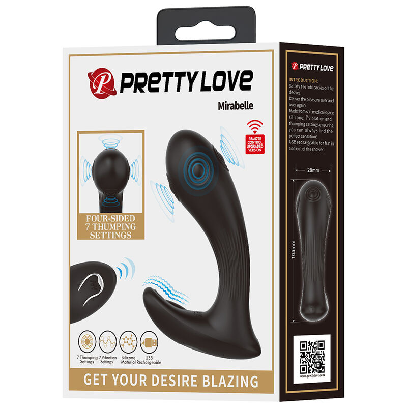 Pretty Love Mirabelle plug prostatico nero telecomando silenzioso