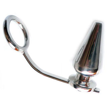 Metal Hard anello fallico con plug anale acciaio 45 mm