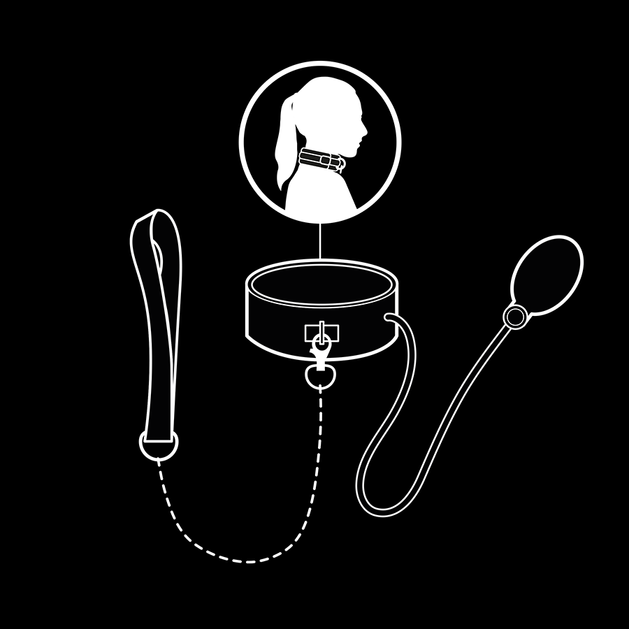 Fetish Submissive collare gonfiabile bondage ecopelle catena