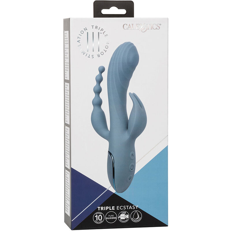 CalExotics Triple Ecstasy vibratore rabbit grigio pulsante