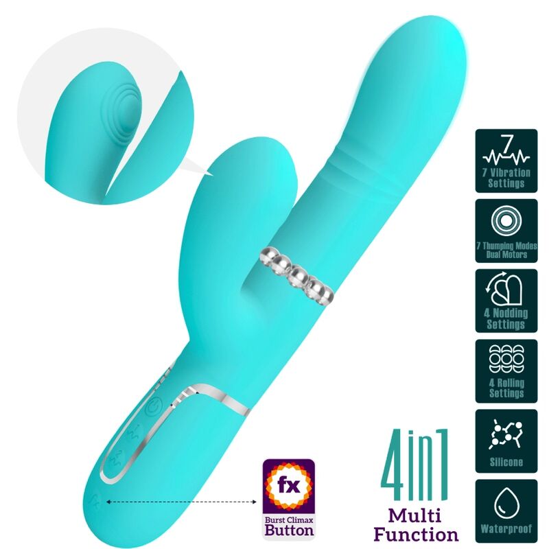 Pretty Love G-Spot Rabbit Vibratore Verde Multifunzione