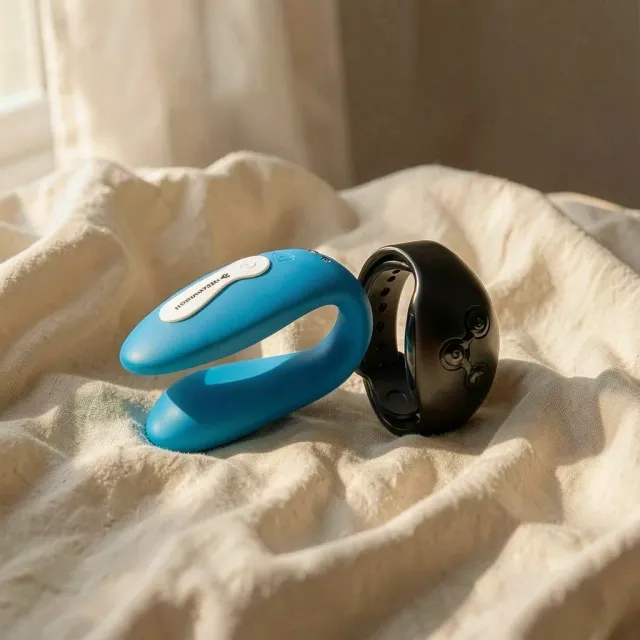 WatchMe Dual vibratore coppia a U Indigo Jet silicone