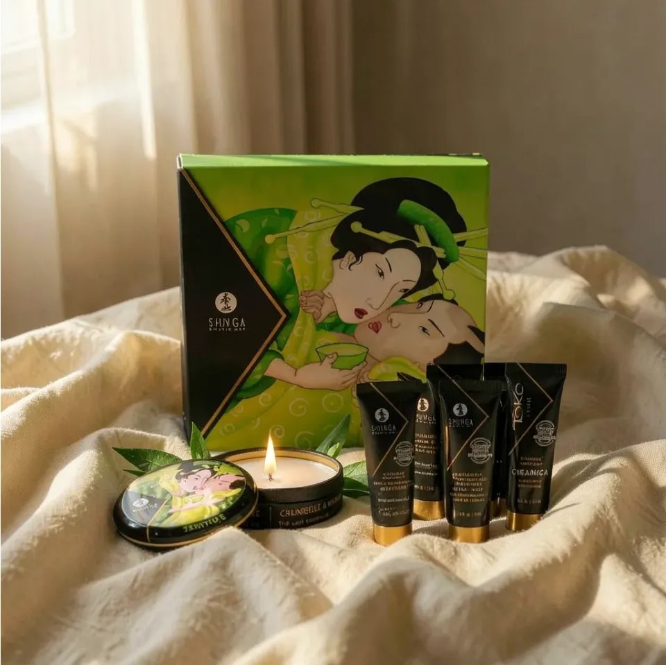Shunga Geisha Segreto kit massaggio tè verde 5 pezzi