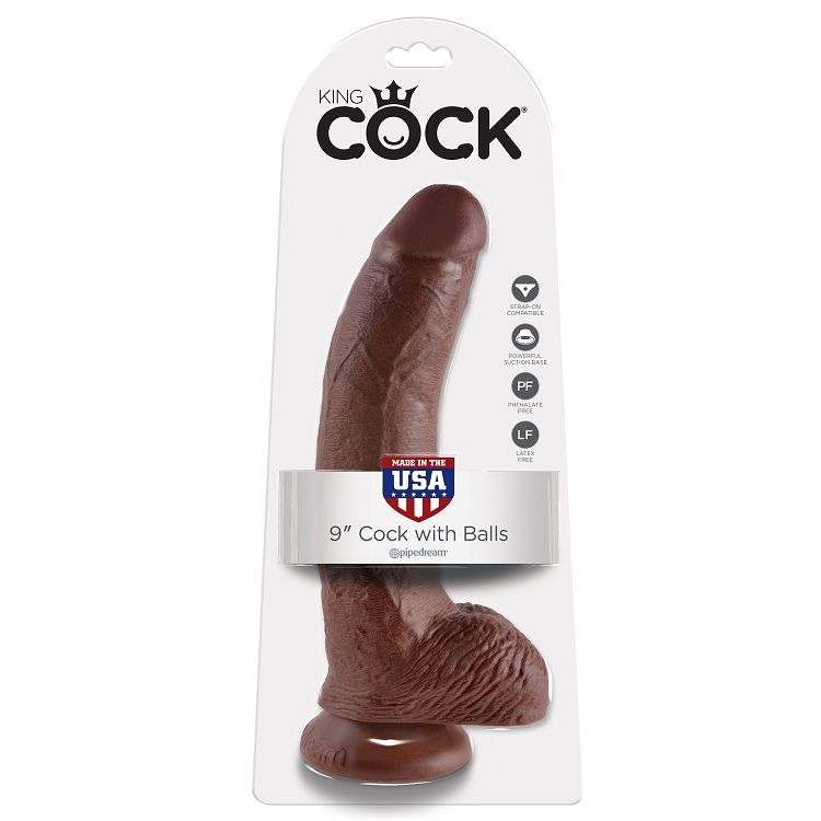 King Cock 22,9 cm dildo realistico marrone con sfere ventosa