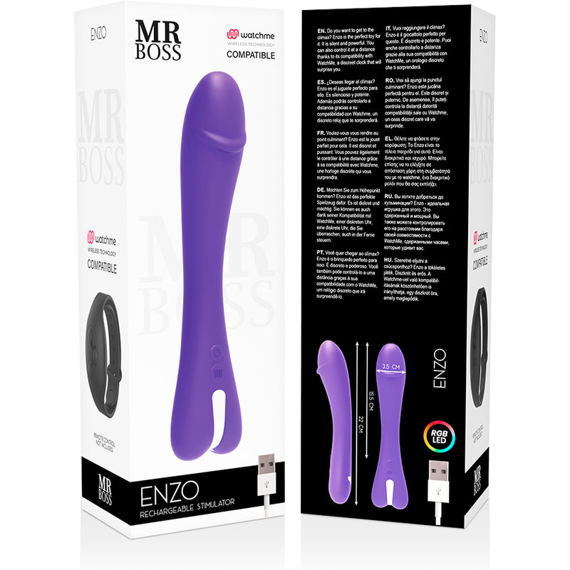 Mr Boss Enzo vibratore viola wireless coppia 22 cm