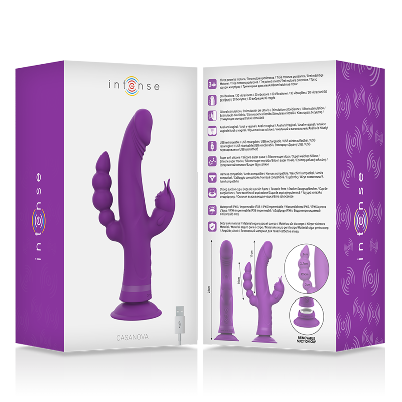Intense Casanova vibratore 3 motori viola ventosa