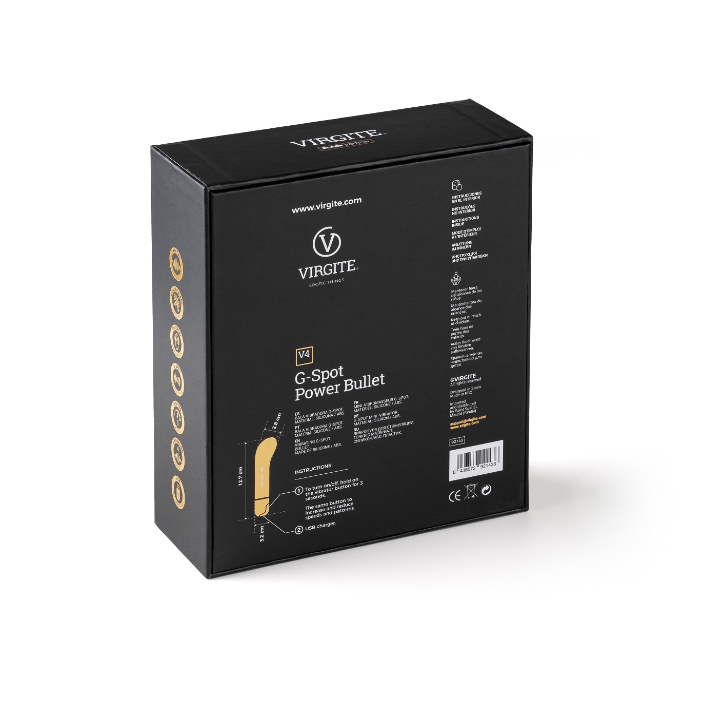 Love Hit by Virgite V4 mini vibratore punto G nero ricaricabile