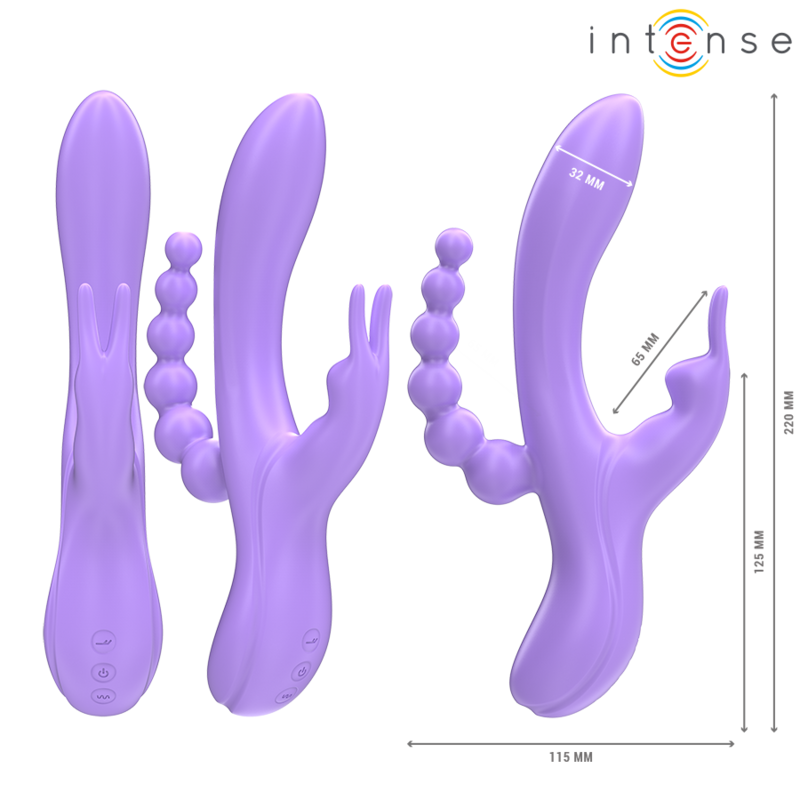 Intense Miko vibratore rabbit triplo viola impermeabile