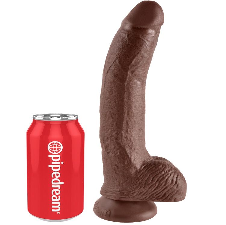 King Cock 22,9 cm dildo realistico marrone con sfere ventosa