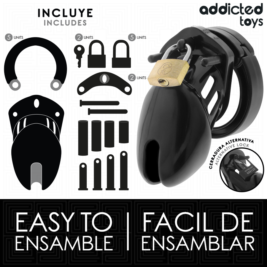 Addicted Toys Locked Obsidian Hold gabbia castità taglia S
