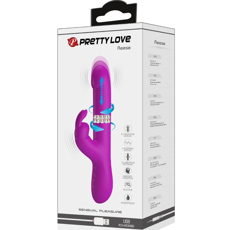 Pretty Love Reese vibratore rotante viola con spinta