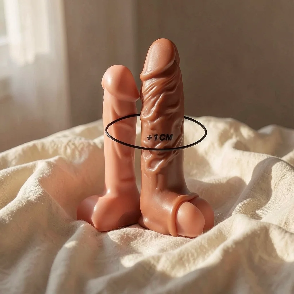 VirilXL V9 guaina pene silicone marrone con cinghia 13,5 cm