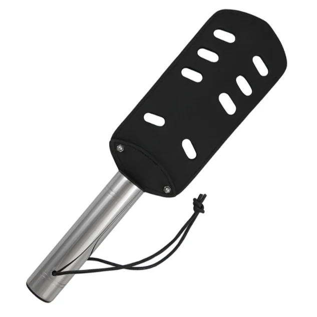 Metal Hard pagaia in cuoio e acciaio con fori 45 cm