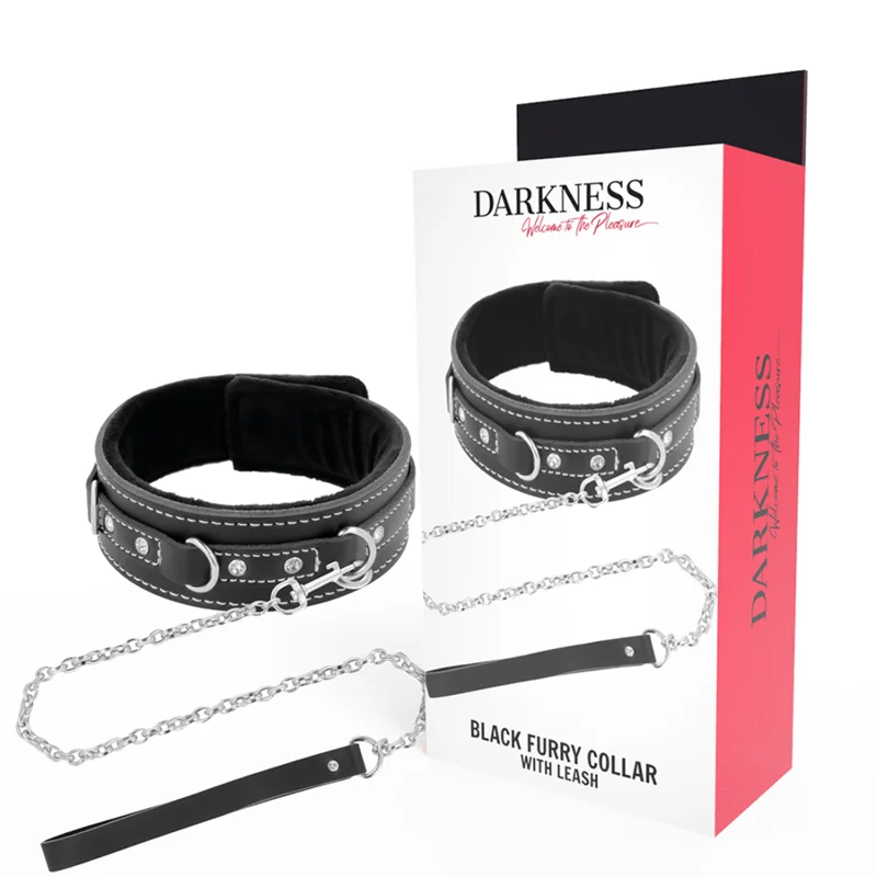 Darkness Collare posturale in pelle con guinzaglio a catena