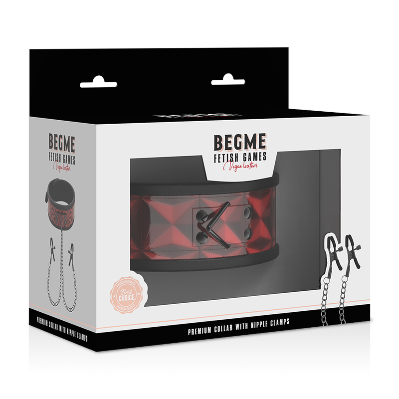 Begme Red Edition collare con morsetti bondage regolabile