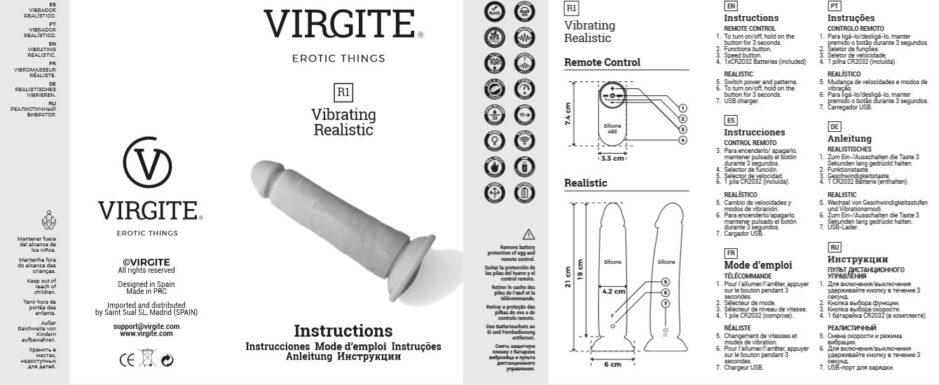 Virgite Love Hit R1 vibratore realistico 19 cm telecomando