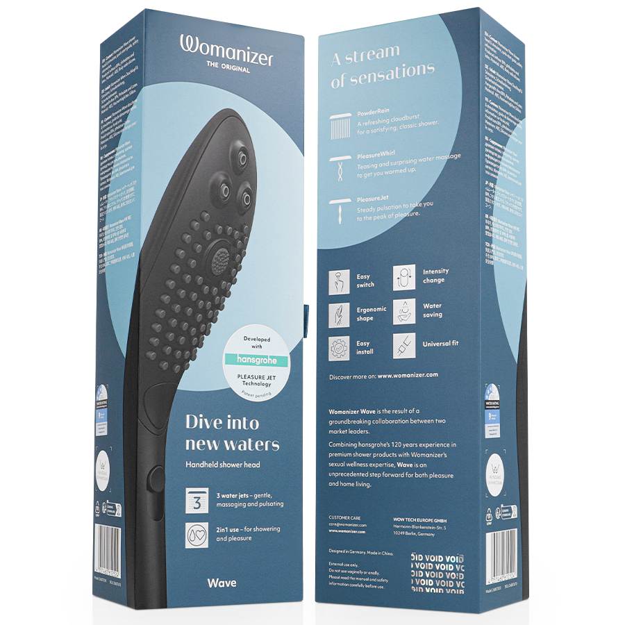 Womanizer Wave Nero soffione doccia 3 getti stimolante