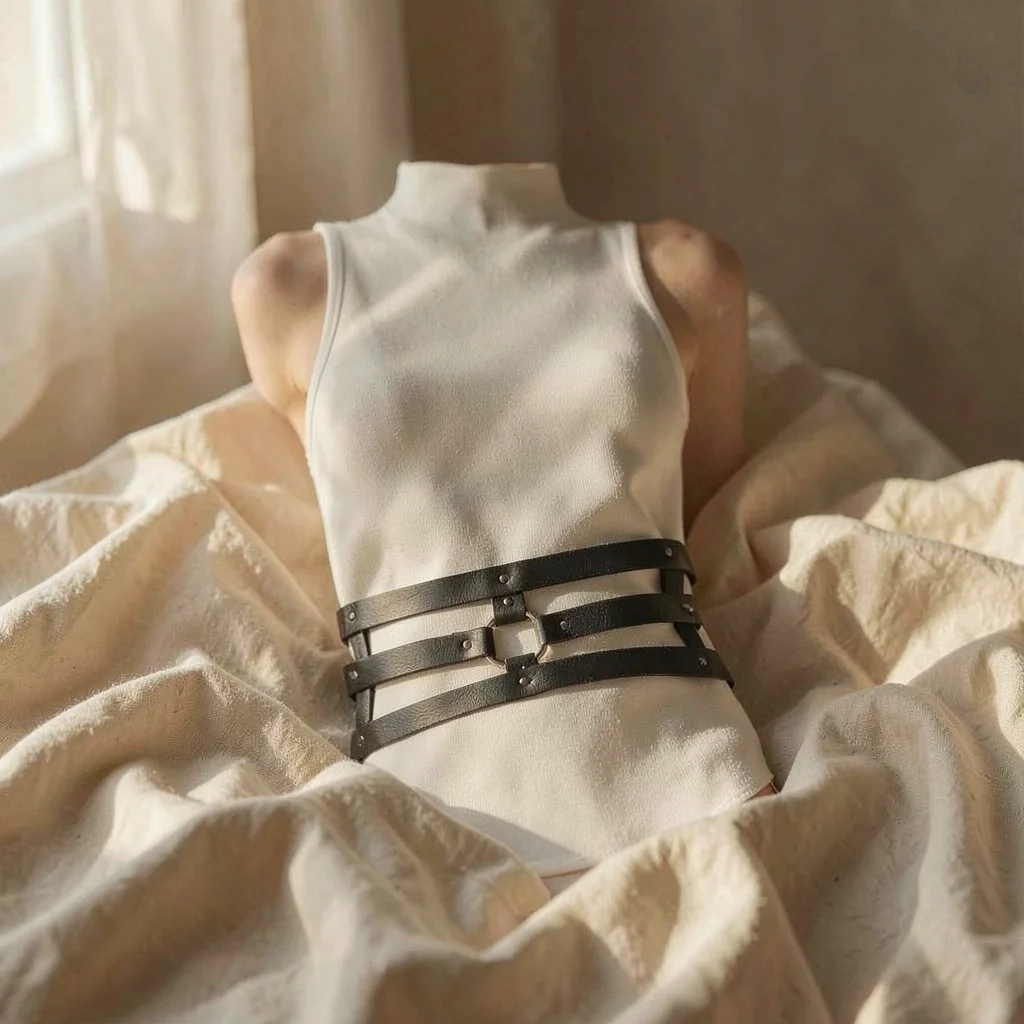 Bijoux Indiscrets Maze cintura bondage con polsini nera