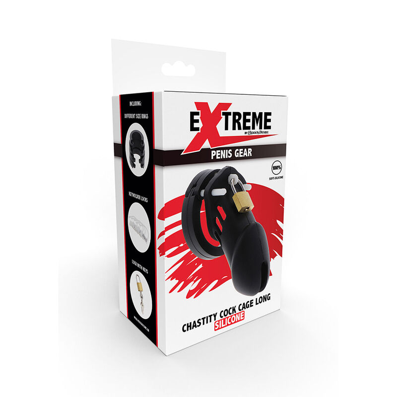 Hidden Desire Extreme gabbia di castità L nera silicone