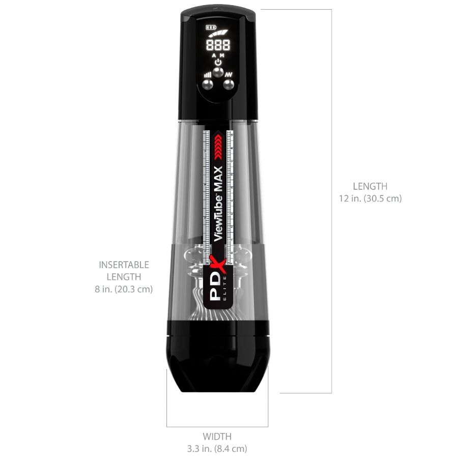 PDX Elite ViewTube Max View masturbatore trasparente LED