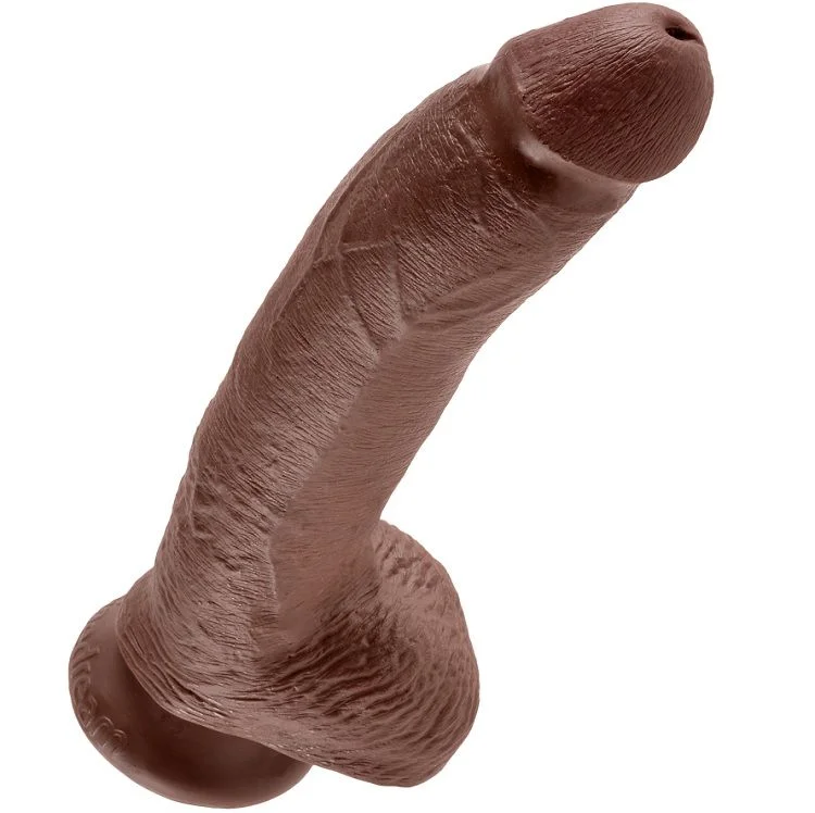 King Cock 22,9 cm dildo realistico marrone con sfere ventosa