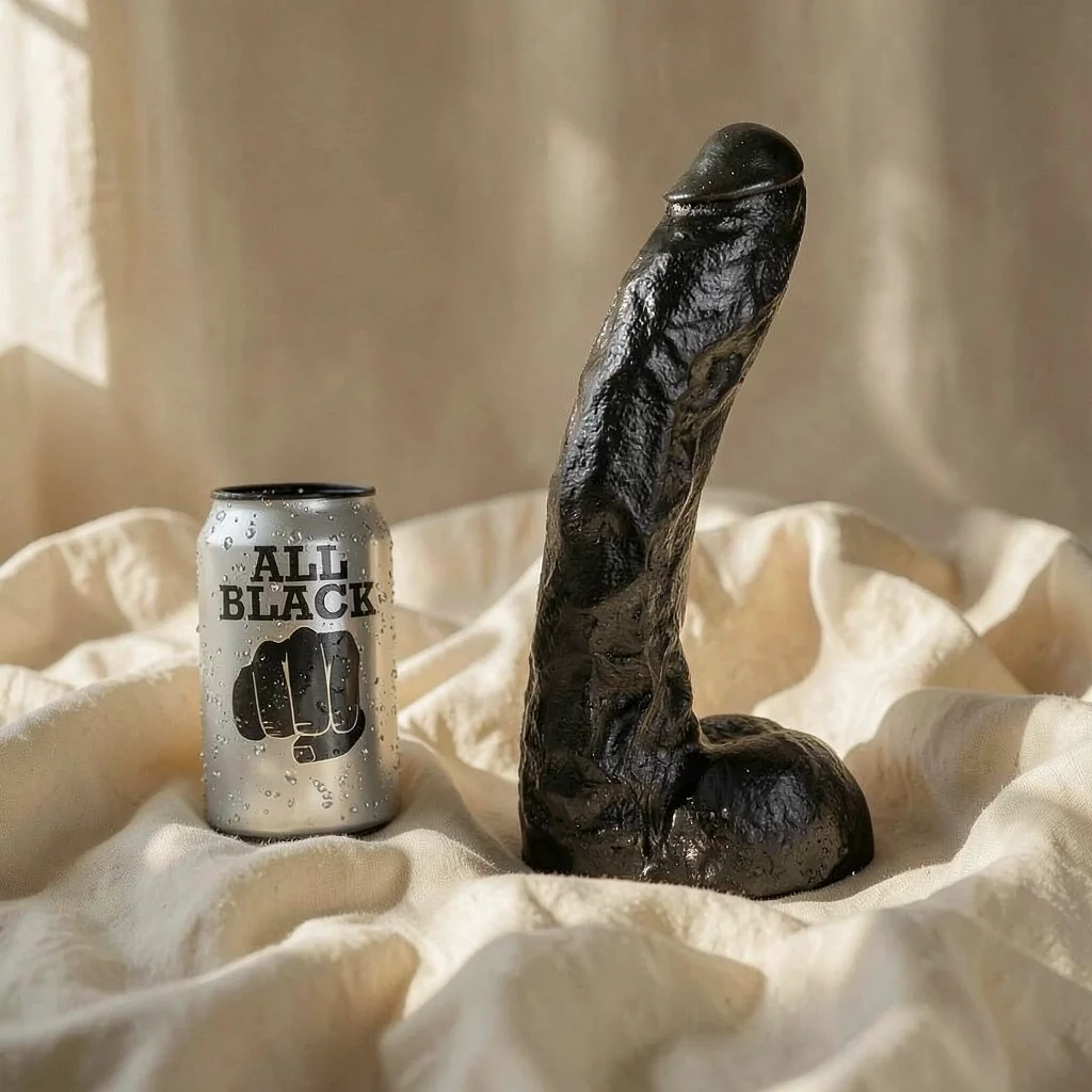 All Black Dong 25,5 cm dildo dritto PVC morbido