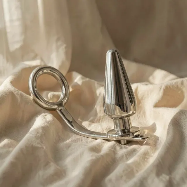 Metal Hard anello fallico con plug anale acciaio 45 mm