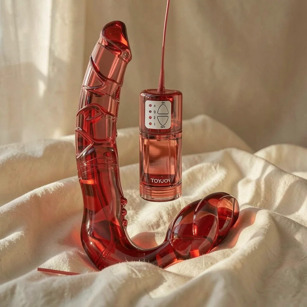 ToyJoy Bend Over Vibrante strap-on doppio 4 velocità silicone