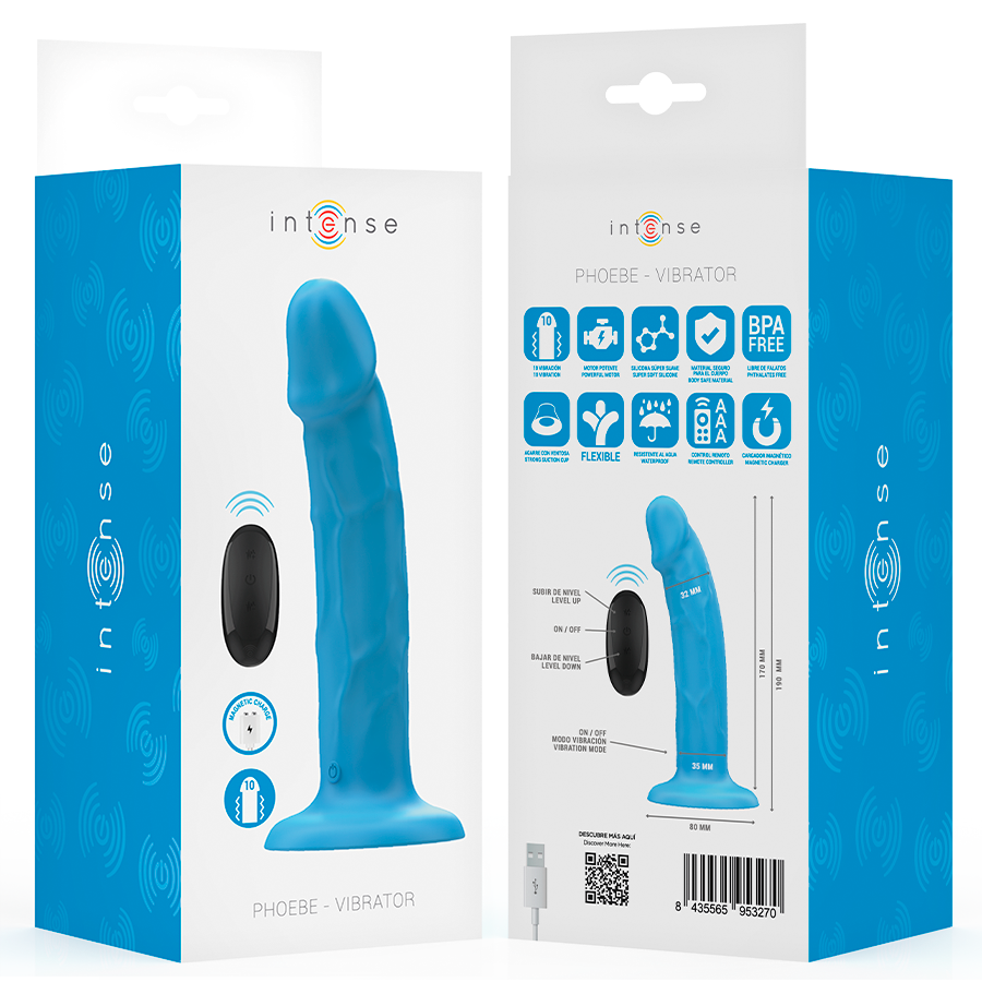 Intense Phoebe Blu vibratore 17 cm silicone morbido