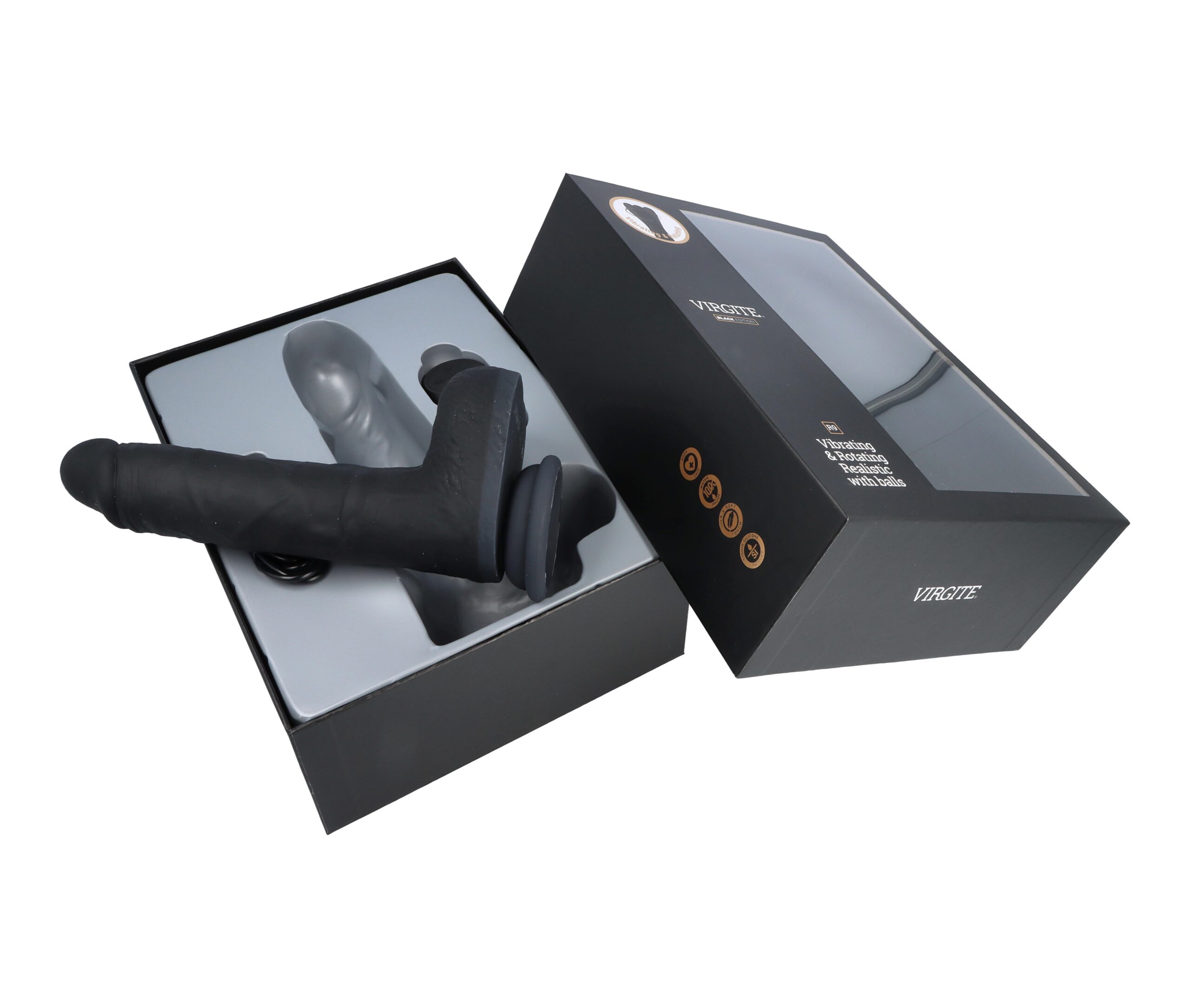 Love Hit by Virgite R9 vibratore realistico nero 19 cm telecomando
