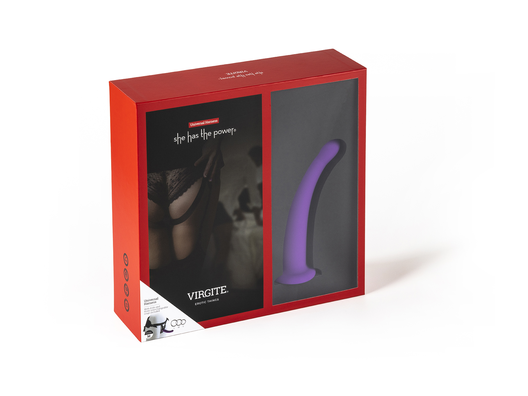 Love Hit by Virgite strap-on imbracatura con dildo viola taglia M