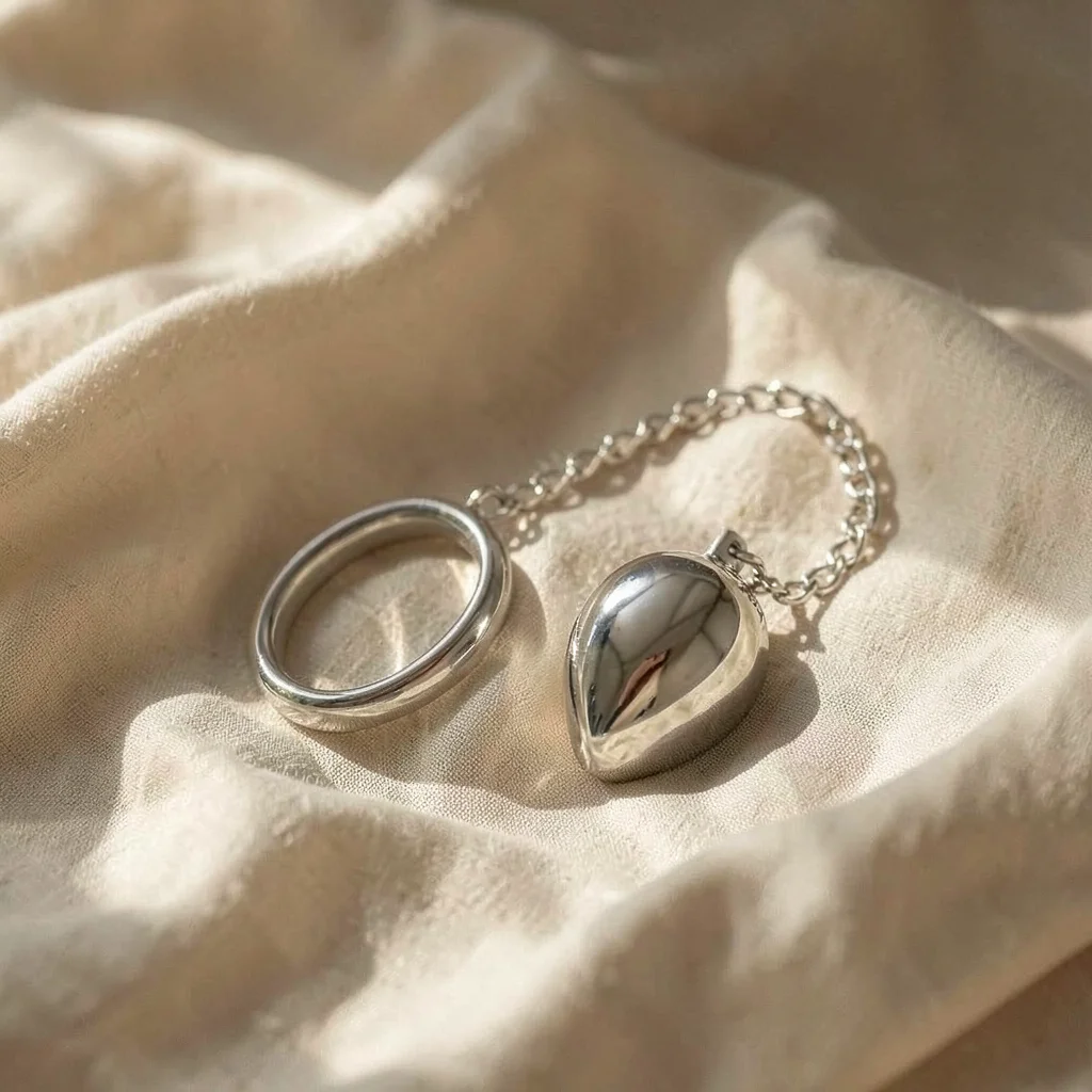 Metal Hard anello con catena e sfera 45 mm