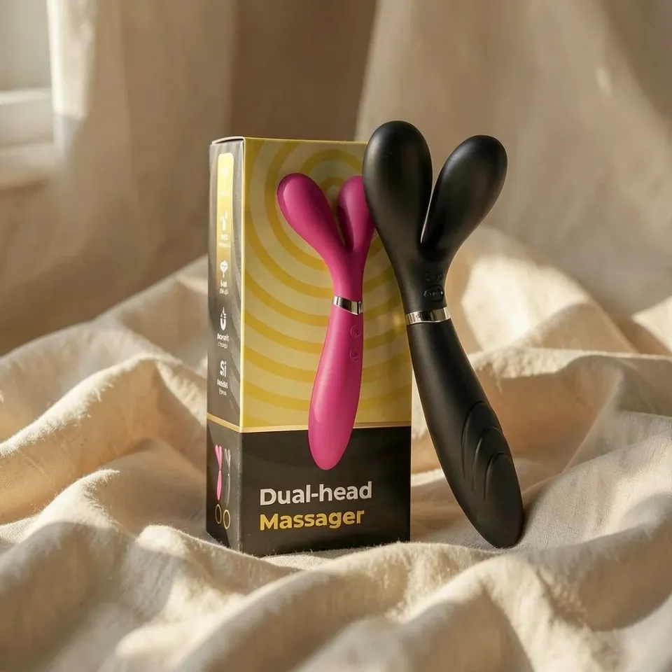 Armony Y-Wand Stimolatore Clitorideo Nero Doppia Testa Silicone