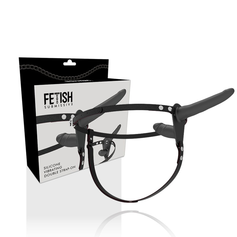 Fetish Submissive Harness doppia penetrazione strap-on nero