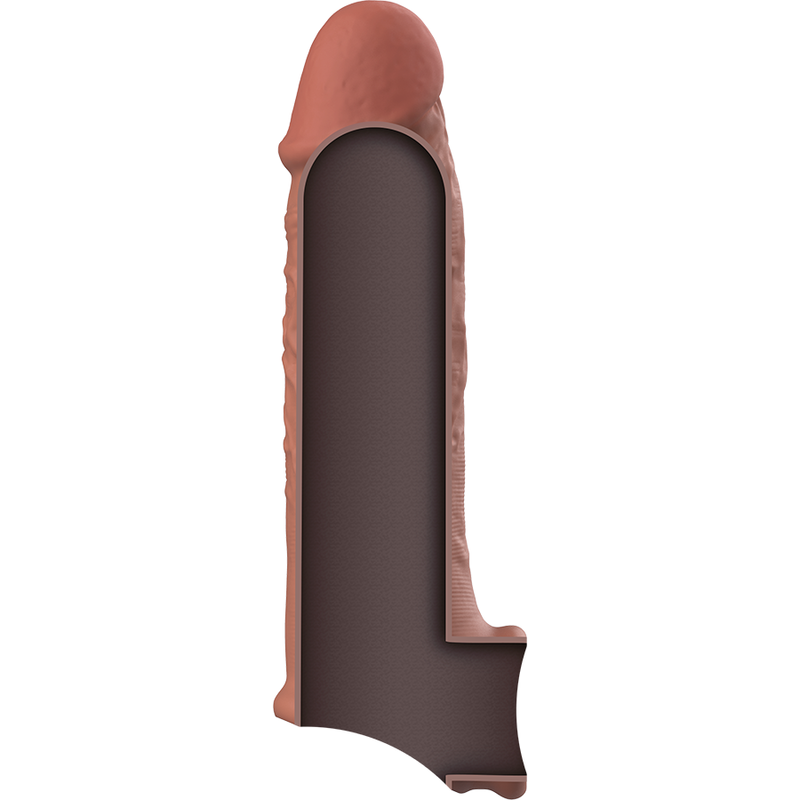 VirilXL V9 guaina pene silicone marrone con cinghia 13,5 cm