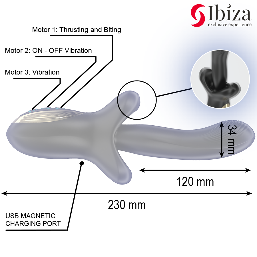 IBIZA Bite & Thrust vibratore spinta 3 motori
