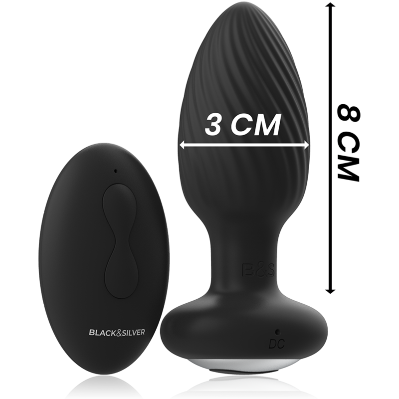 Black&Silver Welss plug anale vibrante rotante unisex