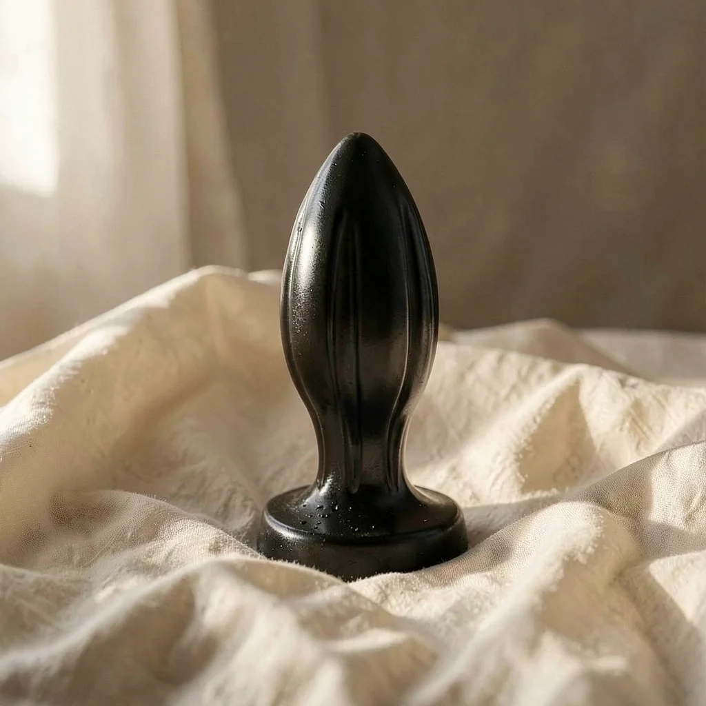 All Black plug anale 21 cm scanalato in PVC
