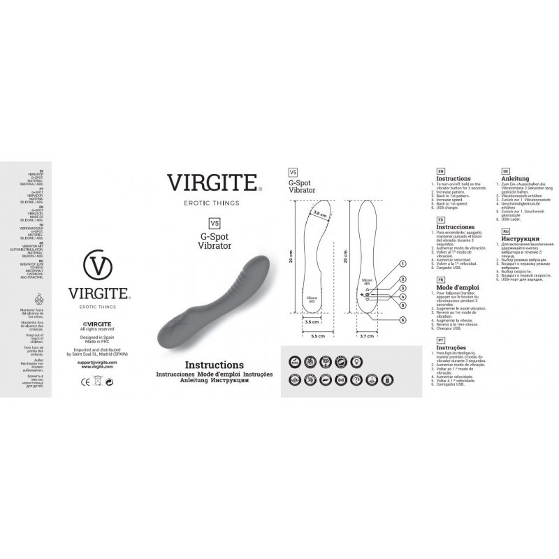 Love Hit by Virgite V5 vibratore punto G blu silicone ricaricabile