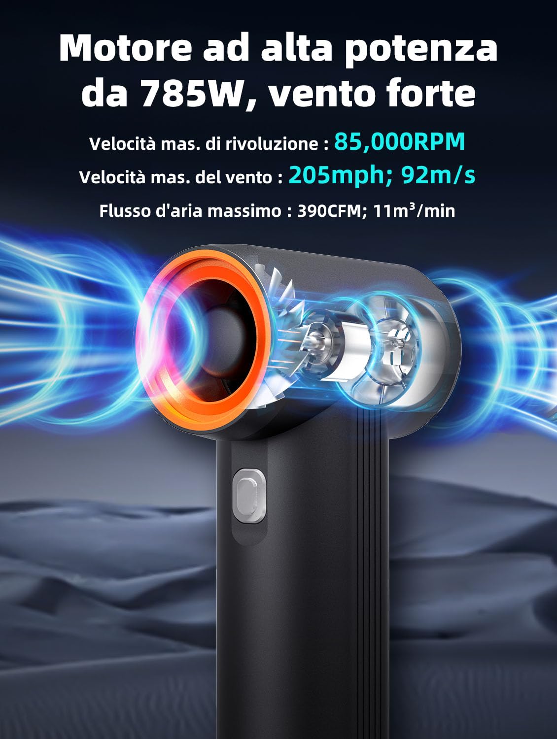 Kica JetFan Max soffiatore batteria 331 km/h display LED