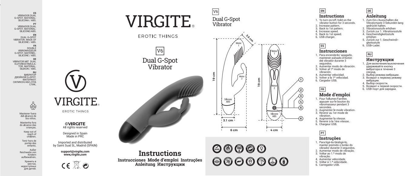 Virgite V6 vibratore ricaricabile rosa stimola clitoride