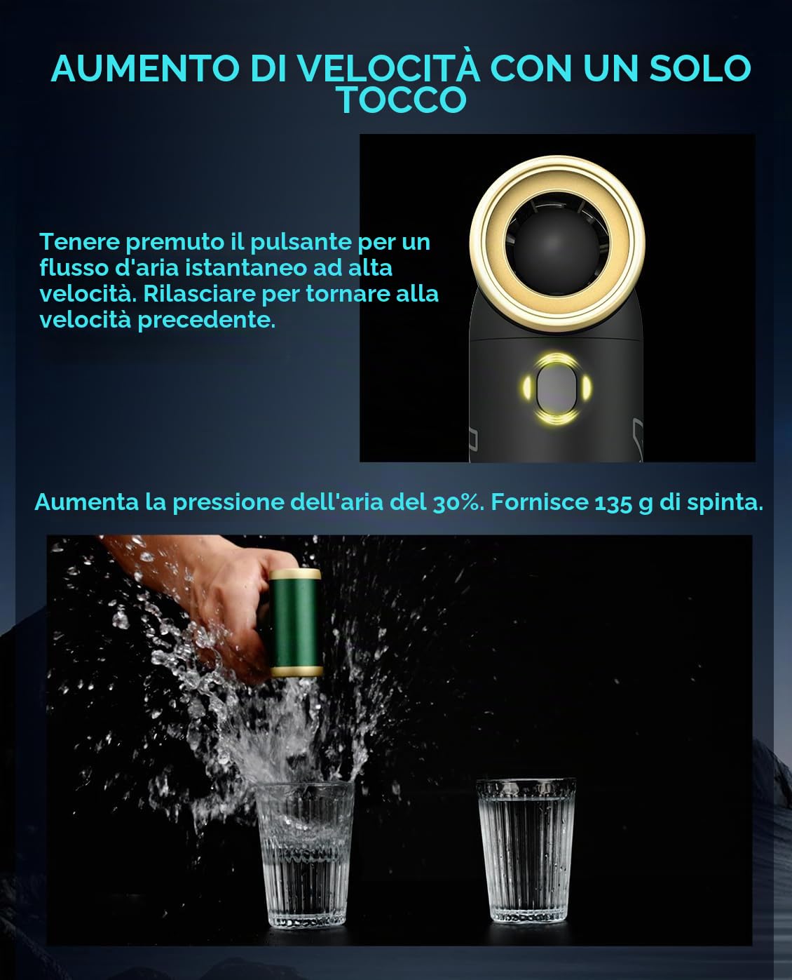 KiCA Jet Fan 2S spolverino elettrico nero ricaricabile