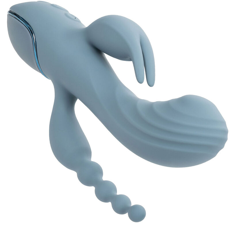 CalExotics Triple Ecstasy vibratore rabbit grigio pulsante